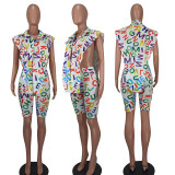 Alphabet-print sexy waistless two-piece set