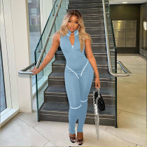 Sexy zipper line stitching jumpsuit