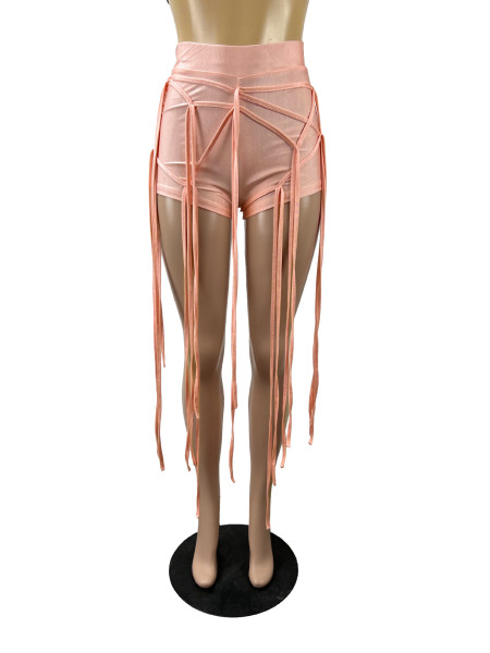 Fashion Casual Solid Color Fringe Ladies Shorts