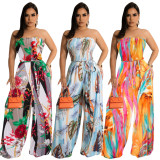 women's chiffon digital print colorful jumpsuit