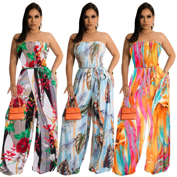 women's chiffon digital print colorful jumpsuit