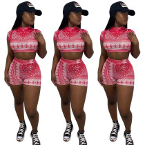 Fashion Sexy Print Backless Two Piece Set Fashion Sexy Print Backless Two Piece Set
