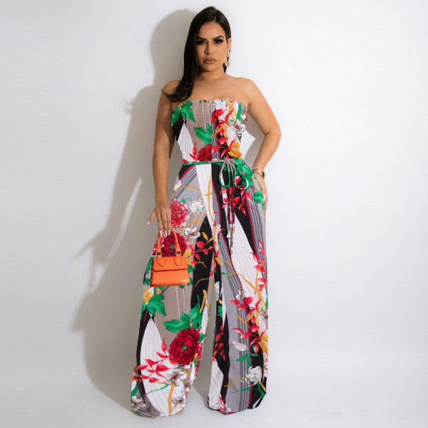 women's chiffon digital print colorful jumpsuit