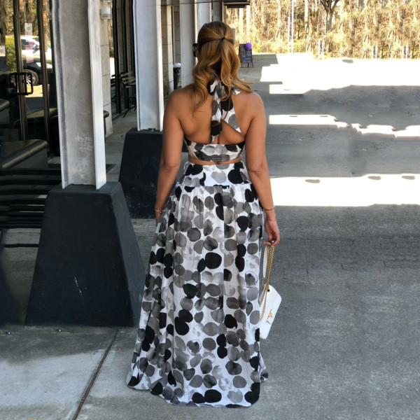 Women's Skirt Set Wrap Chest Sling Polka Dot Print Summer Vacation Style