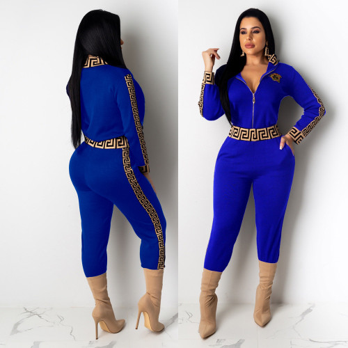 Fashion casual women's zipper trousers long sleeves