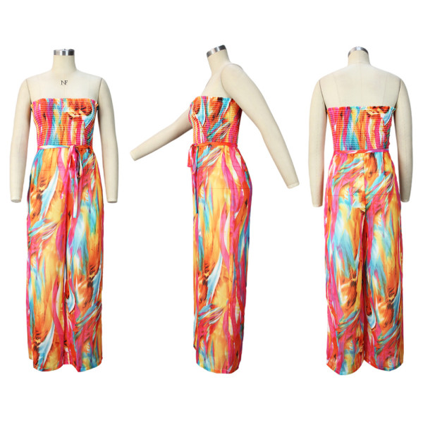 women's chiffon digital print colorful jumpsuit