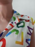 Alphabet-print sexy waistless two-piece set
