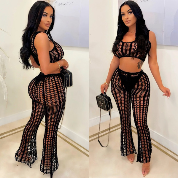 Nightclub sexy women's mesh stitching sleeveless suit