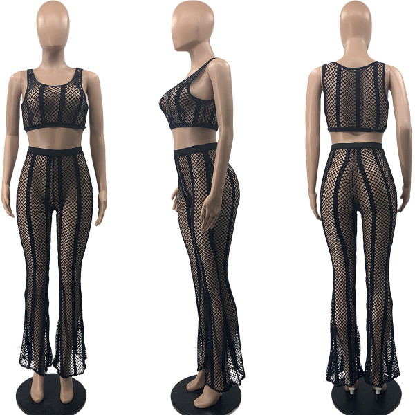 Nightclub sexy women's mesh stitching sleeveless suit