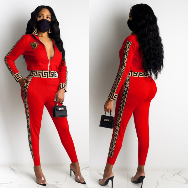 Fashion casual women's zipper trousers long sleeves