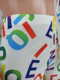 Alphabet-print sexy waistless two-piece set