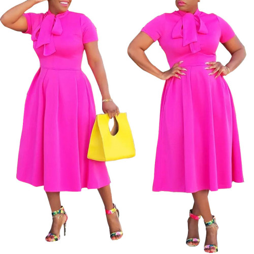 Fashion Tie Waist Home Commuter Long Dress