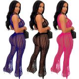 Nightclub sexy women's mesh stitching sleeveless suit