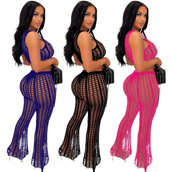 Nightclub sexy women's mesh stitching sleeveless suit
