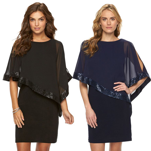 Fashion women's stitching sequins solid color dress nightclub skirt