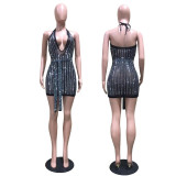 halterneck dress with tie