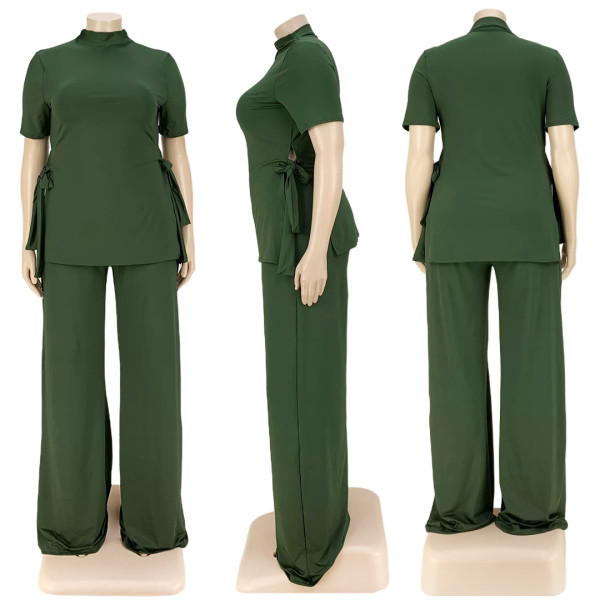 Large size sexy women's nightclub clothes fashion casual straps wide leg pants two-piece set