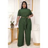 Large size sexy women's nightclub clothes fashion casual straps wide leg pants two-piece set