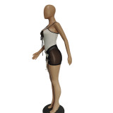 Women's Solid Color Lace Up Swimsuit + Mesh Lace Up Skirt Multi-color Optional