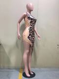 Leopard Print Unique Bevel Position Print Dress