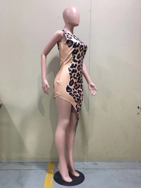 Leopard Print Unique Bevel Position Print Dress