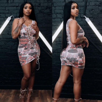 sexy printed strappy skirt