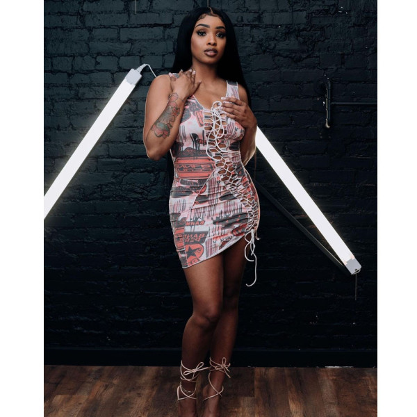 sexy printed strappy skirt