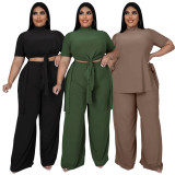 Large size sexy women's nightclub clothes fashion casual straps wide leg pants two-piece set