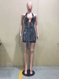 halterneck dress with tie