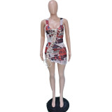 sexy printed strappy skirt