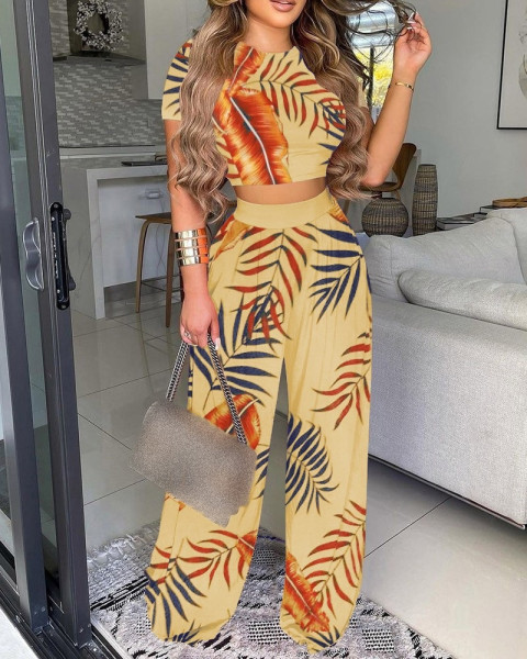 women's two piece printed vest pants women