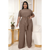 Large size sexy women's nightclub clothes fashion casual straps wide leg pants two-piece set