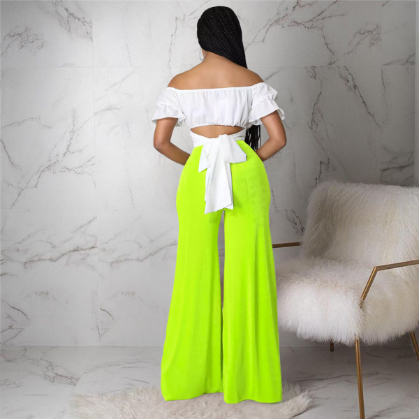 High Elastic Bobbi Fashion Solid Color Sling Pants Wide Leg Pants