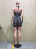 halterneck dress with tie