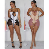 Women's Solid Color Lace Up Swimsuit + Mesh Lace Up Skirt Multi-color Optional