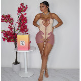 Women's Solid Color Lace Up Swimsuit + Mesh Lace Up Skirt Multi-color Optional