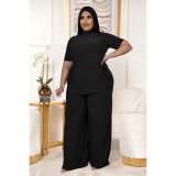 Large size sexy women's nightclub clothes fashion casual straps wide leg pants two-piece set