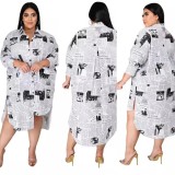 Sexy Split Casual Print Plus Size Top