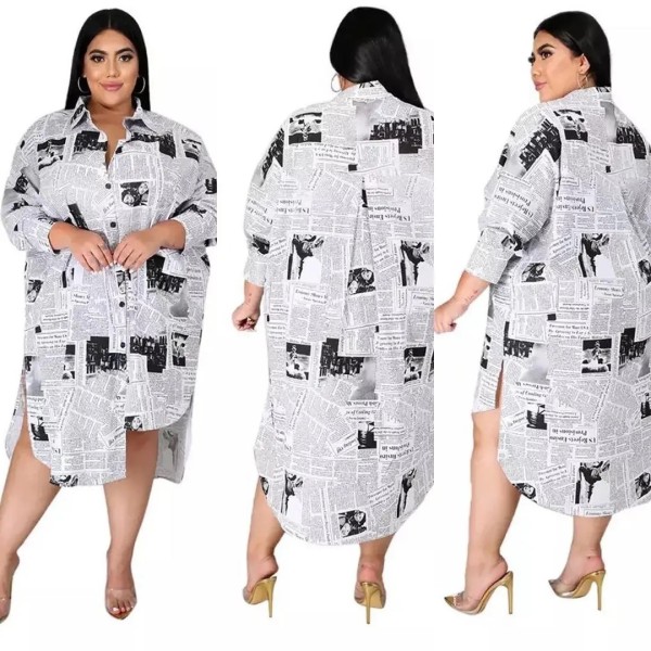 Sexy Split Casual Print Plus Size Top