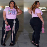 Trendy Dark Ribbon Trousers