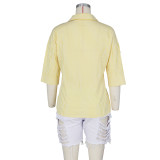 Ladies Fashion Casual Hand Painted English Letters Nail Pearl Ladies Shirts