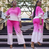 Women's Fashion Casual Gradient Two Piece Suit