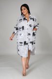 Sexy Split Casual Print Plus Size Top