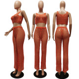 Sexy Slim Fit Cutout Knit Hand Hook Cutout Casual Suit