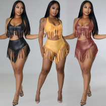 Women's fashion sexy nightclub clothes high waist fringed two-piece suit Women's fashion sexy nightclub clothes high waist fringed two-piece suit