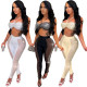 Sling nightclub hot drill perspective sexy two-piece set