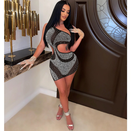 Fashion Sexy Nightclub Skinny Hot Drill Hollow Dress Women
