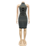 Fashion women's sexy tight-fitting hot drill halter dress women's