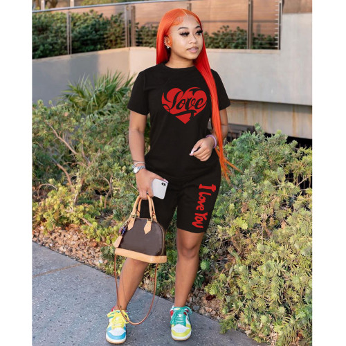 Fashion Casual Sports Suit Cartoon Print 2 Piece Women's Clothing