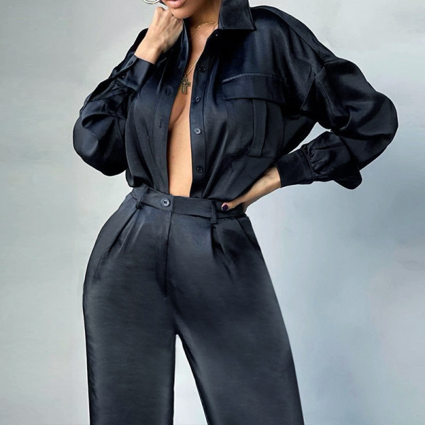 Fashion Women's Waist Slim Fit Long Sleeve Suit Two Piece